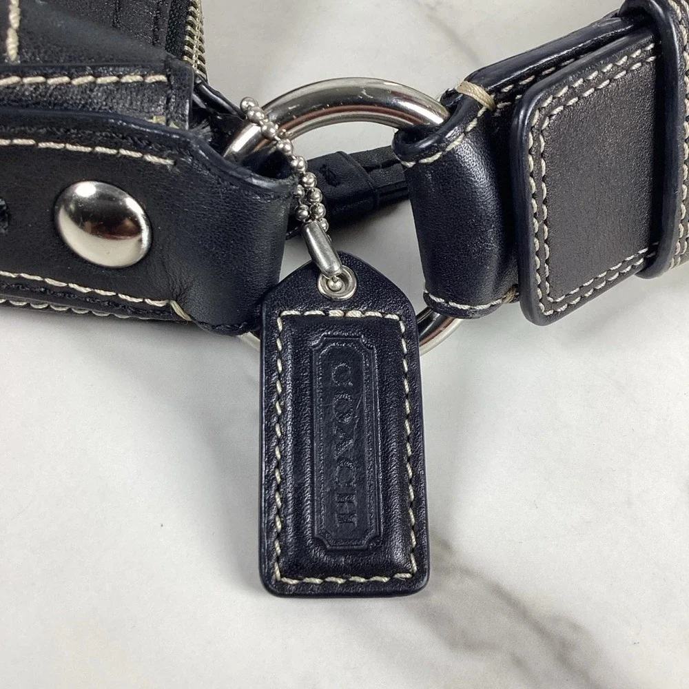 Coach Y2K‎ #13730 Vintage Soho Black Leather Shoulder Bag with Silver Purse